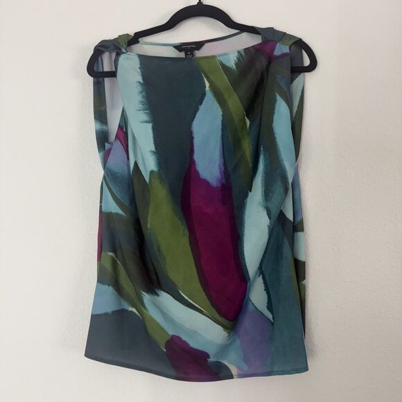 Banana Republic Tops - Banana Republic Twist Shoulder Blouse Top Teal Artsy Sleeveless Small Workwear